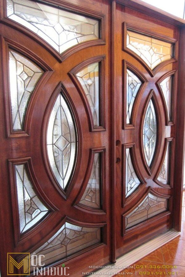 Mẫu cửa gỗ 2 cánh có kính