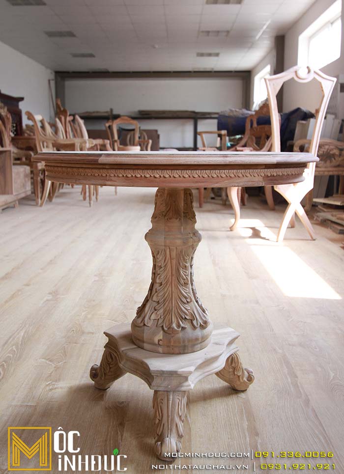 Mẫu bàn trà gỗ tự nhiên phong cách tân cổ điển