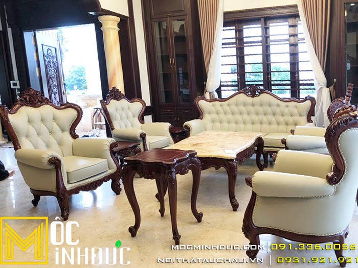 Ghế sofa tân cổ điển được là từ gỗ gõ đỏ tư nhiên
