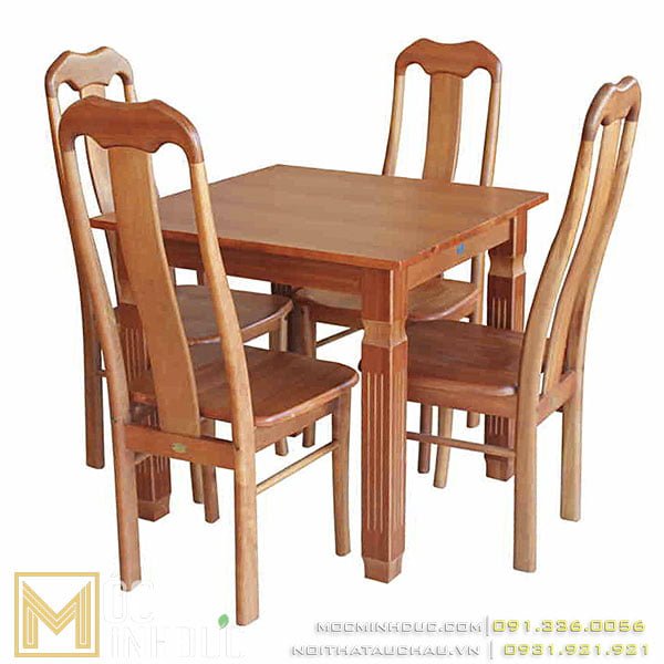 Mẫu bàn ăn vuông 4 ghế gỗ sồi