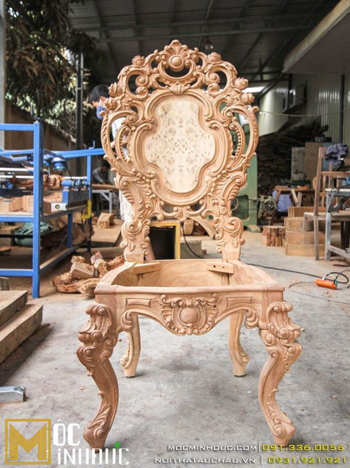 Điêu khắc gỗ ghế ăn tân cổ điển