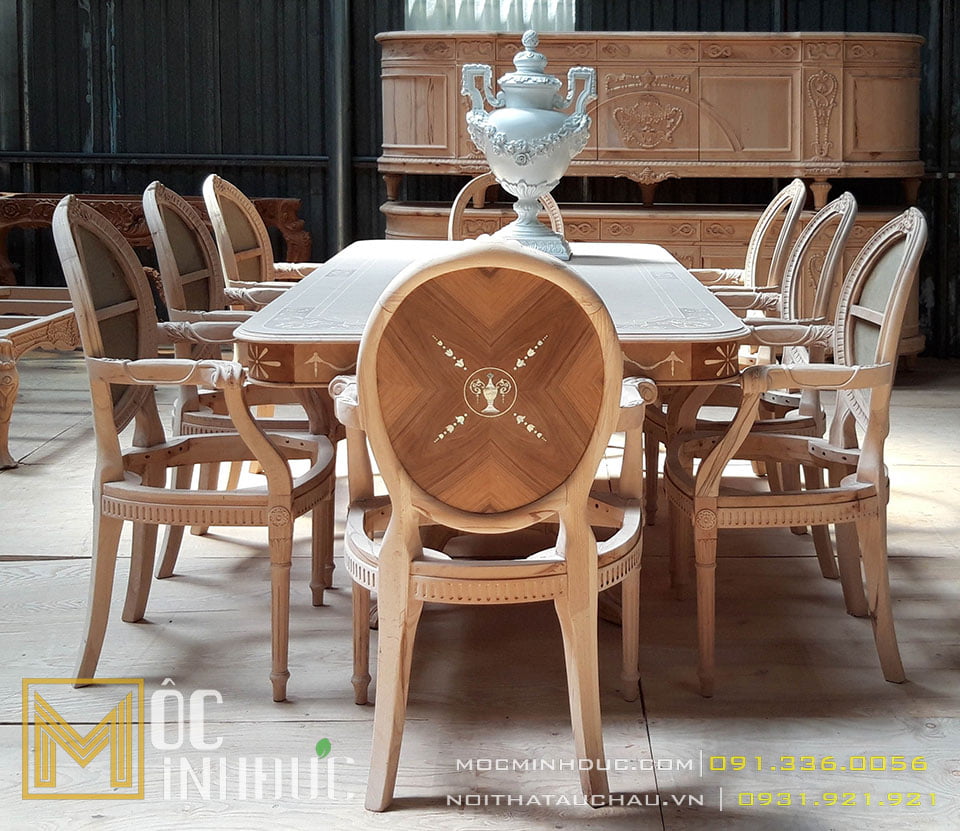 Sản xuất phôi bàn ghế nội thất gỗ tự nhiên tân cổ điển