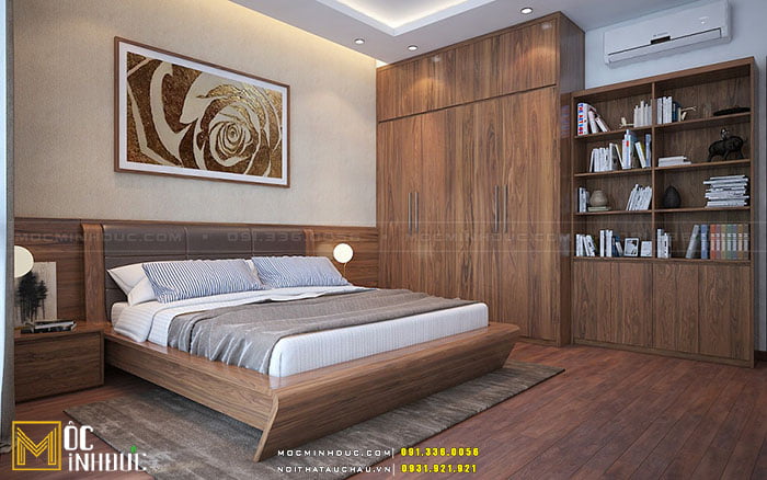Thiết kế giường ngủ phong cách tối giản