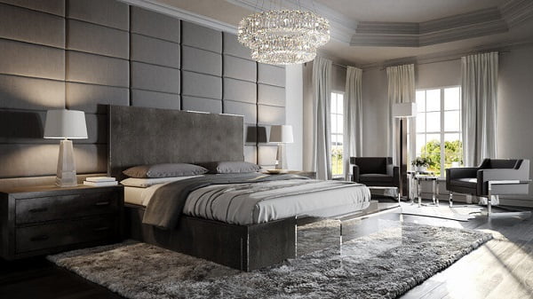 Phòng ngủ master hiện đại với tone màu trầm ấm thư giãn