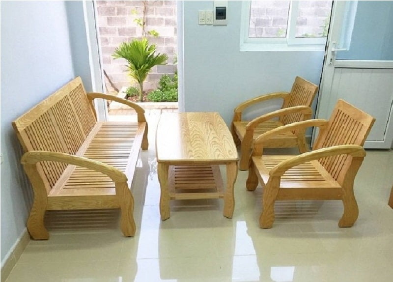 Mẫu bàn ghế gỗ phòng khách nhỏ gọn kiểu chữ “I”