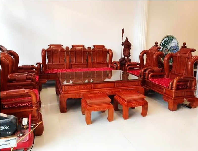 Bộ bàn ghế 10 món gỗ Gõ Đỏ Tần Thủy Hoàng 10 món