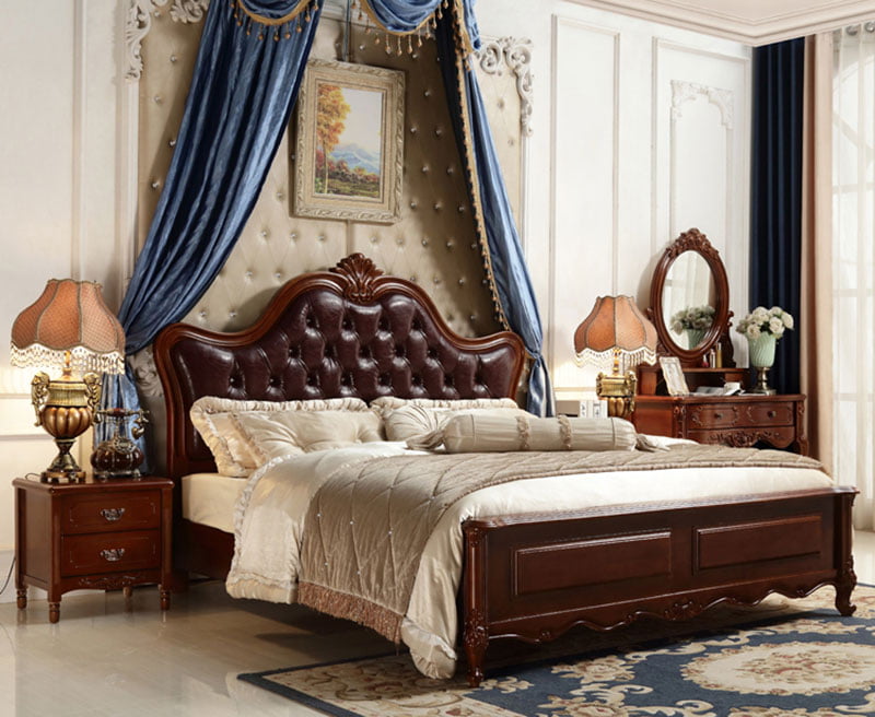 Giường ngủ gỗ tự nhiên phong cách tân cổ