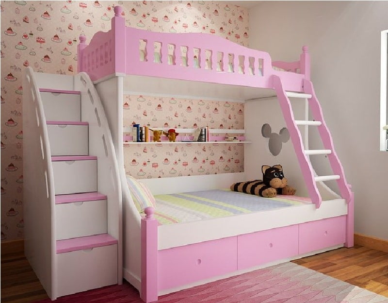 Giường tầng đơn giản nhưng đáng yêu cho bé gái
