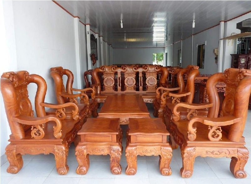 Bộ bàn ghế gỗ Căm Xe 10 món hiện đại và sang trọng