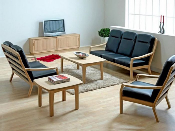 Mẫu bàn ghế gỗ phòng khách gỗ sồi