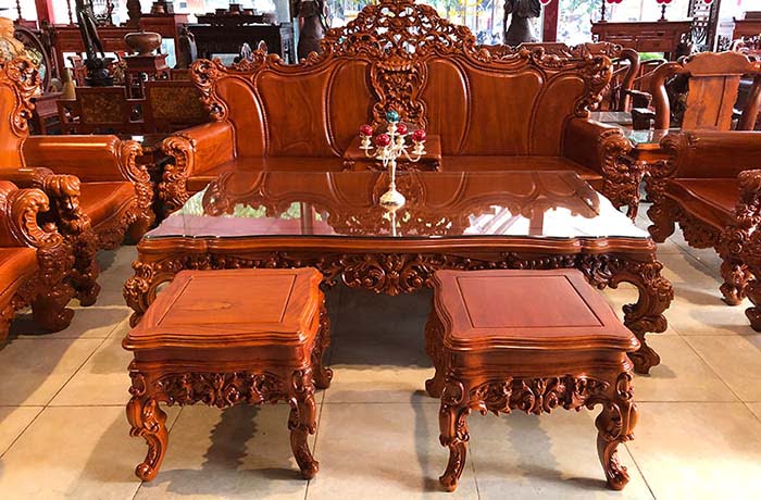 Mẫu bàn ghế gỗ gõ Hoàng Gia sang trọng