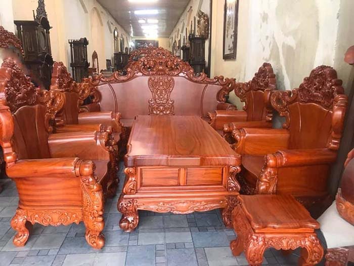 Bộ bàn ghế hoàng gia gỗ gõ đỏ