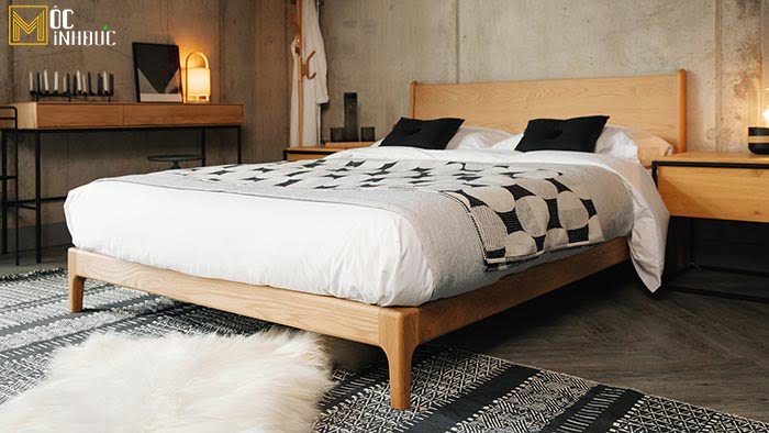 Mẫu giường nền Nhật làm từ gỗ tự nhiên