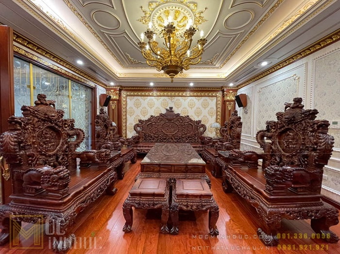 Bàn ghế gỗ hương dành cho không gian phòng khách lớn