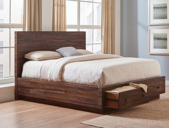 Thiết kế giường gỗ gụ dáng thấp