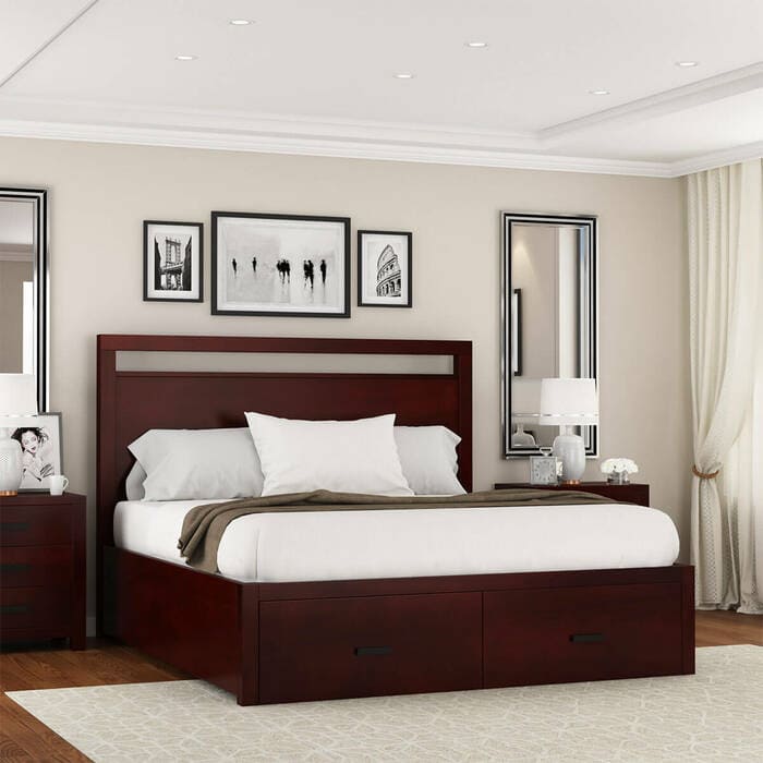 Mẫu giường ngủ gỗ gụ hiện đại và đơn giản
