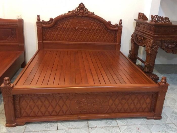 Mẫu giường ngủ gỗ gụ sang trọng cao cấp