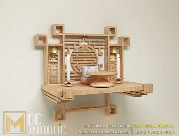Mẫu bàn thờ treo tường gỗ sồi
