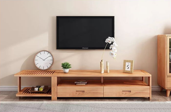 Kệ tivi được làm bằng gỗ sồi cực bền với thời gian