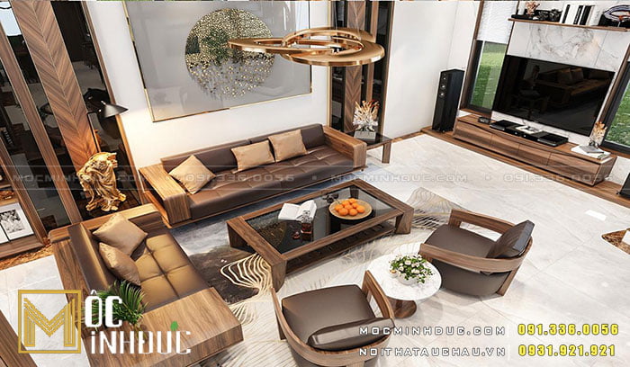 Mẫu bàn ghế gỗ sồi với thiết kế cho không gian rộng rãi