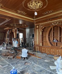 Thi công phòng khách biệt thự dát vàng