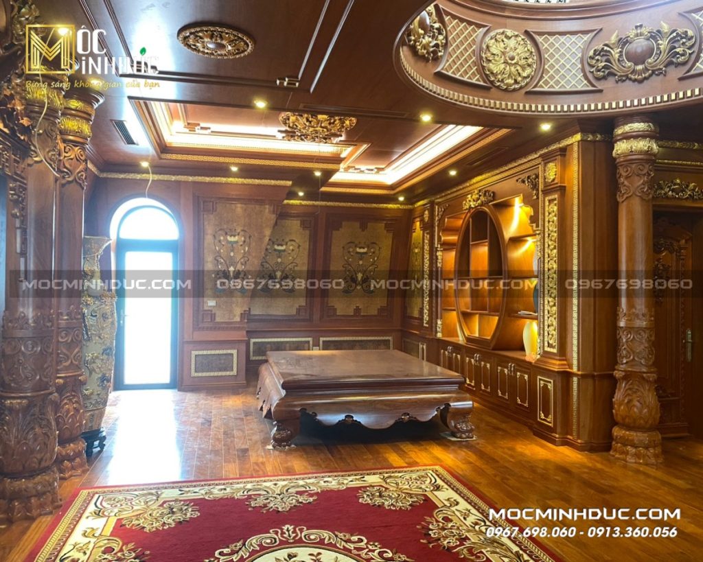 Thiết kế nội thất phòng thờ với hệ tum thông tầng