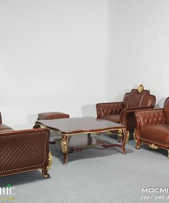 Alternative view of Bộ Sofa Dát Vàng Tân cổ điển bọc da bò cao cấp