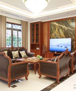 Thi công nội thất gỗ gõ đỏ biệt thự Bắc Giang