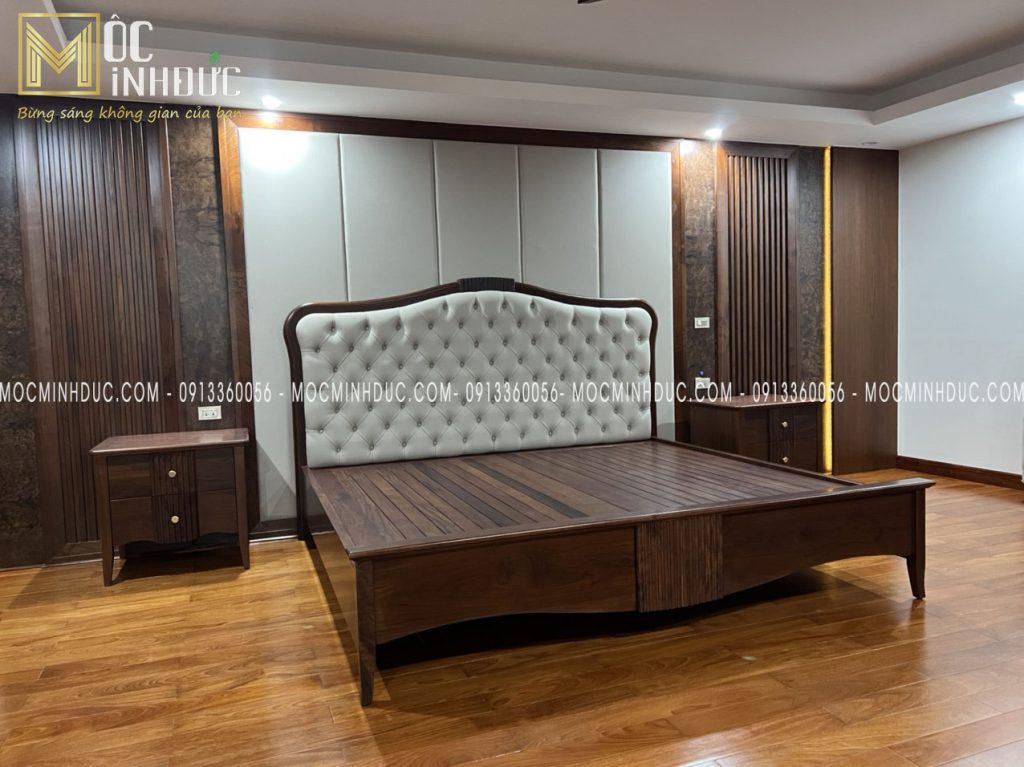 Phòng ngủ nội thất gỗ Óc chó sang trọng