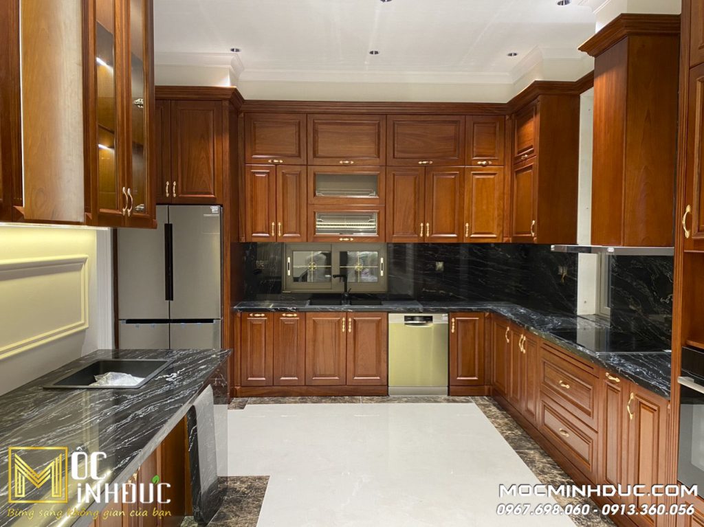 Mộc Minh Đức thi công tủ bếp gỗ Gõ đỏ cao cấp