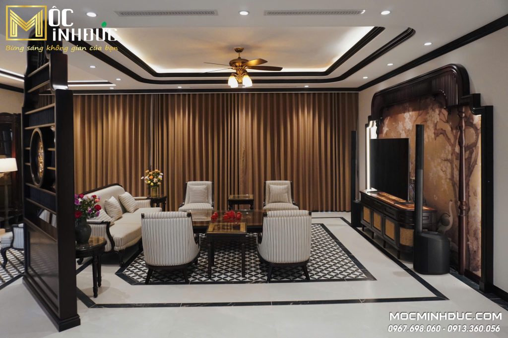 Nội thất phòng khách bếp phong cách Indochine sang trọng đẳng cấp