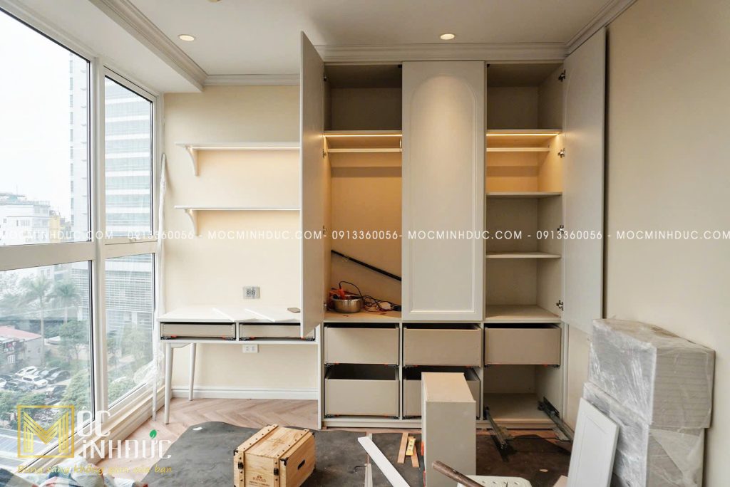 Phòng ngủ phong cách nội thất Neo Classic với thiết kế đơn giản mà sang trọng